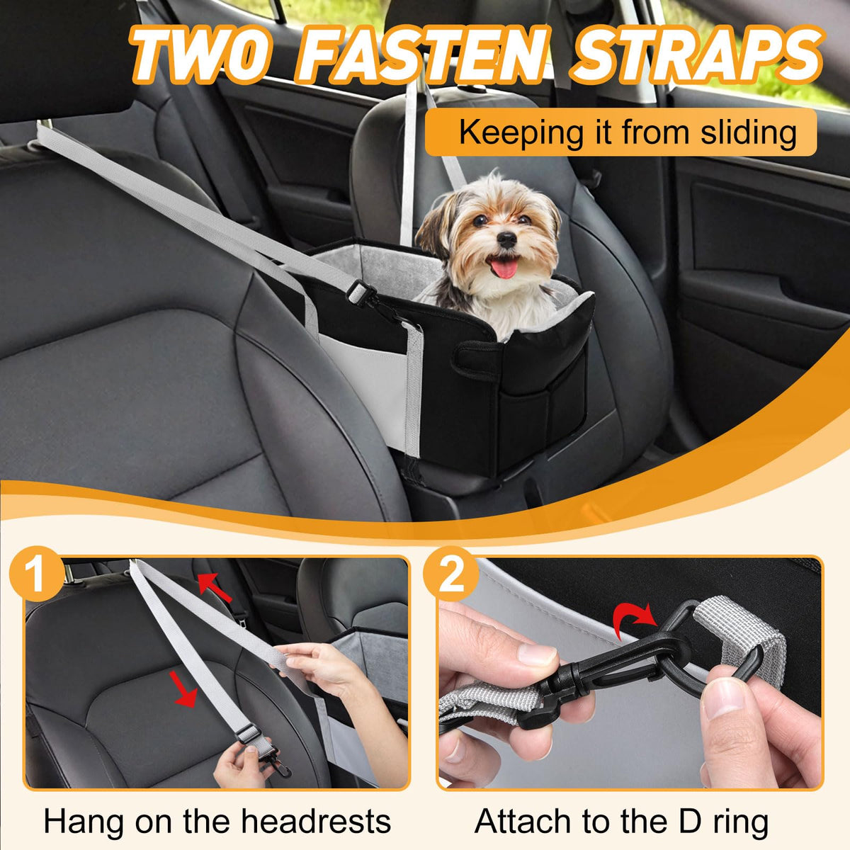 Portable Dog Car Seat for Small Dogs, Black Y3754