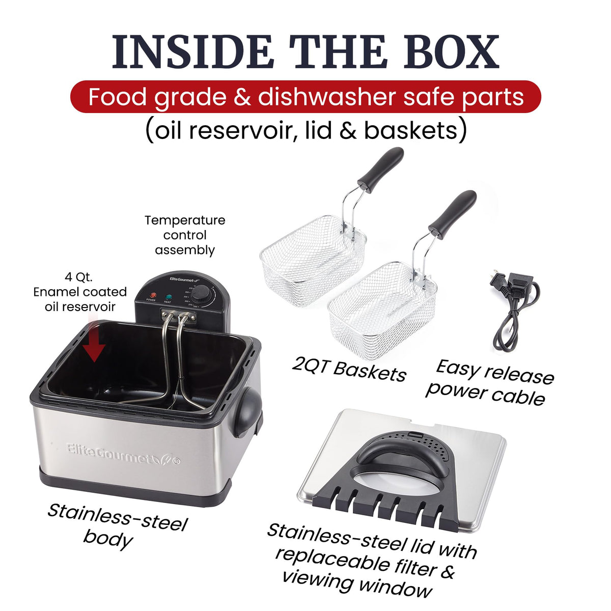 4.5Qt Deep Fryer with 2Qt Split Baskets Q345277