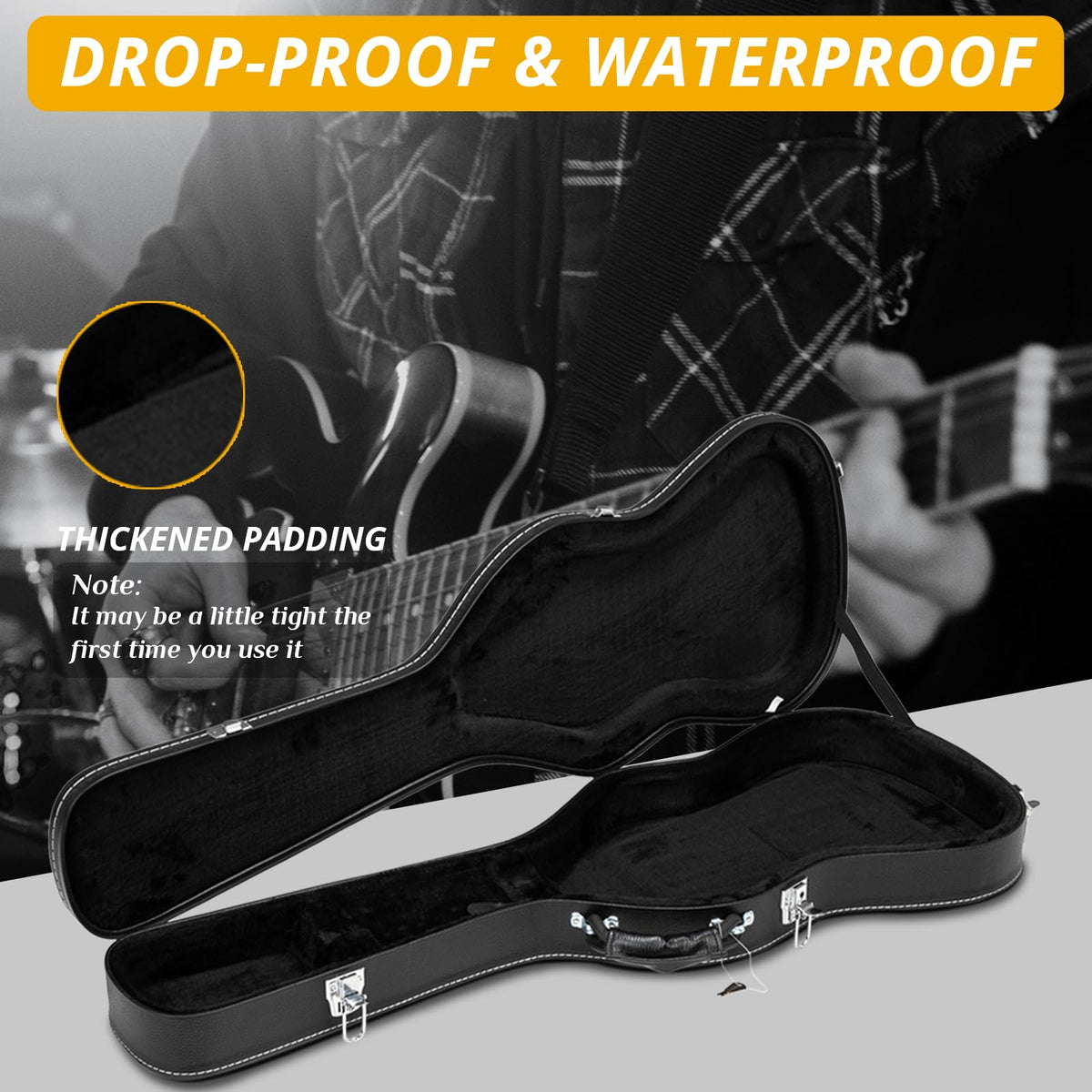 41 Inch Acoustic Guitar Hard Case with Lock Latch, Black K2941