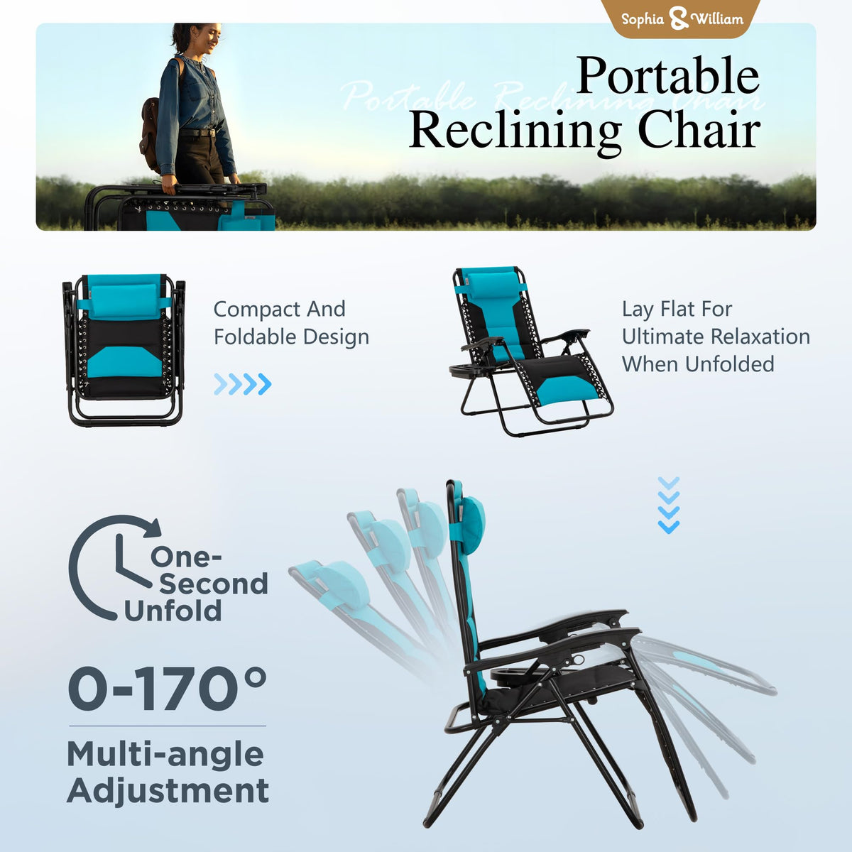 Aqua Padded Zero Gravity Chair Set of 2 G289