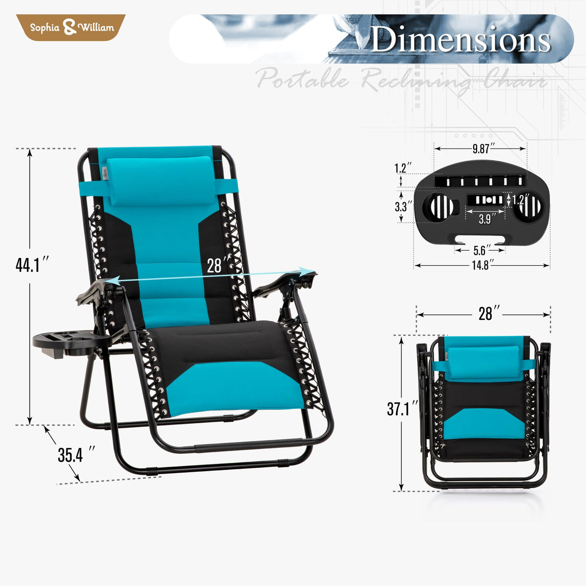 Aqua Padded Zero Gravity Chair Set of 2 G289