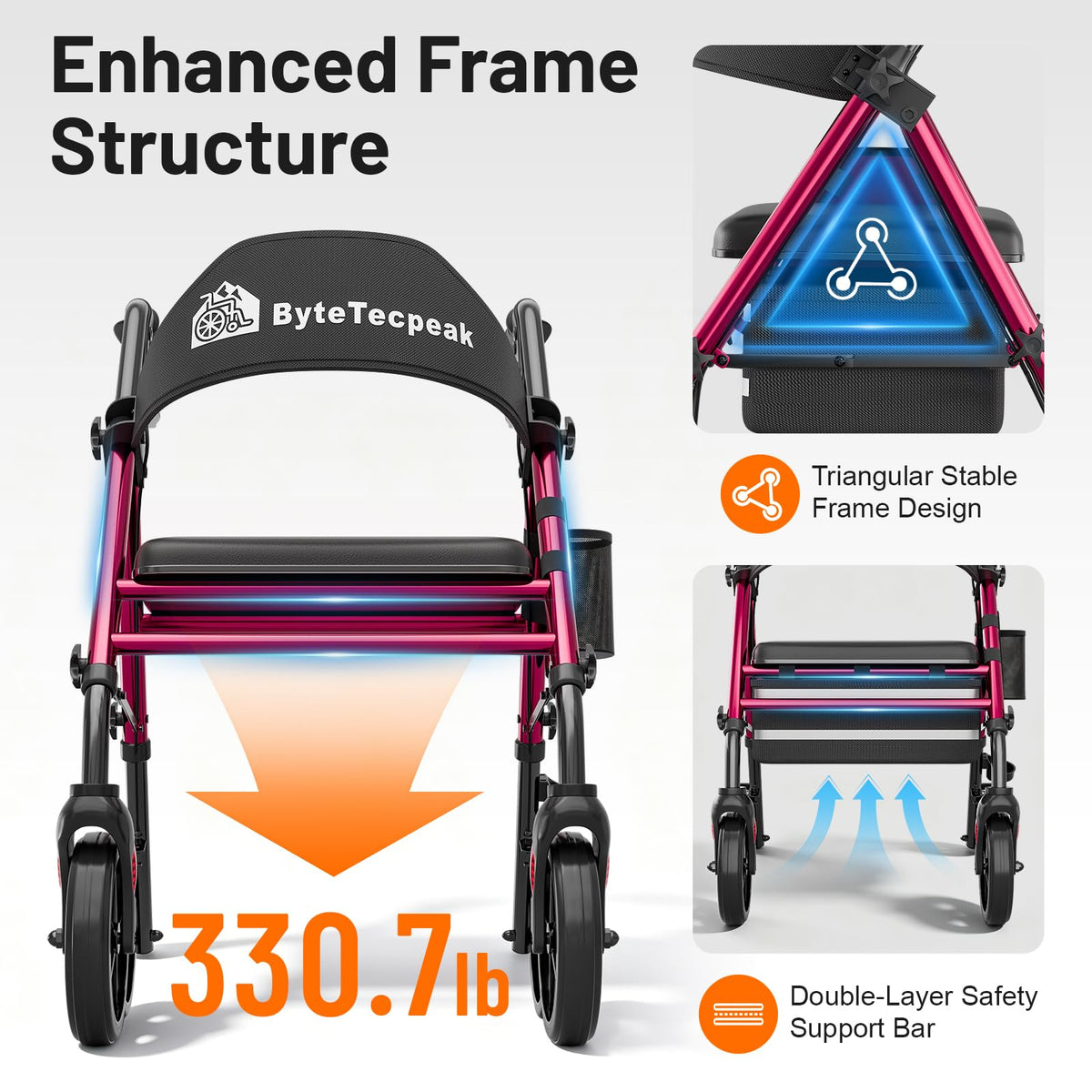 Lightweight Wheeled Walker with Seat J38176