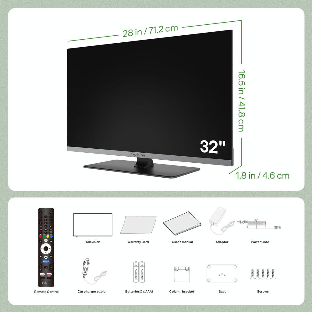 32" 12V/24V Smart RV TV with Built-in DVD Player W603100