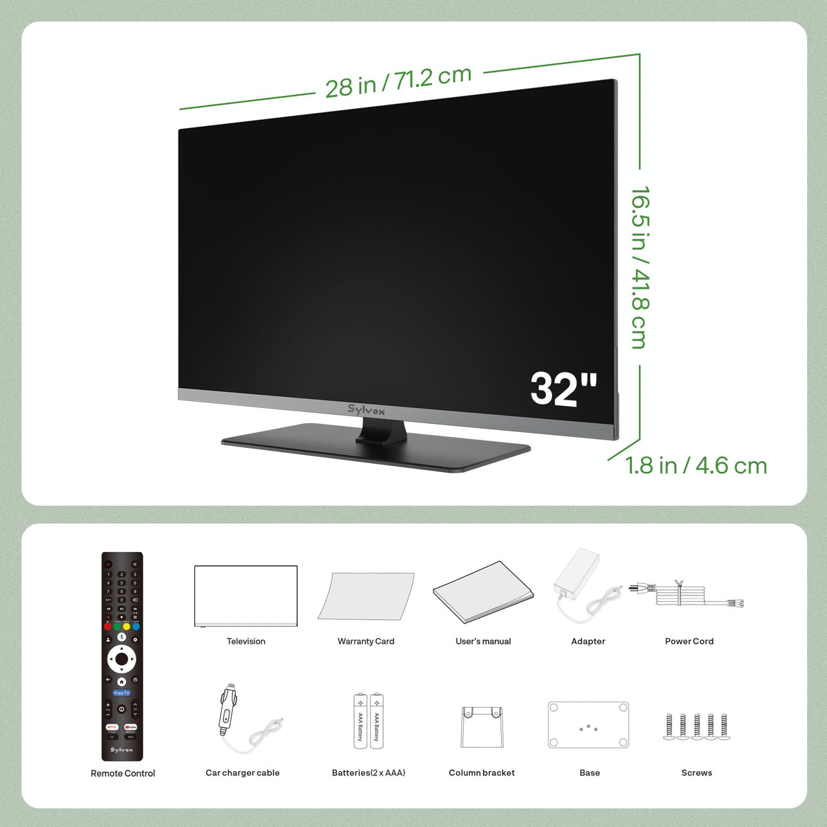32" 12V/24V Smart RV TV with Built-in DVD Player W603100