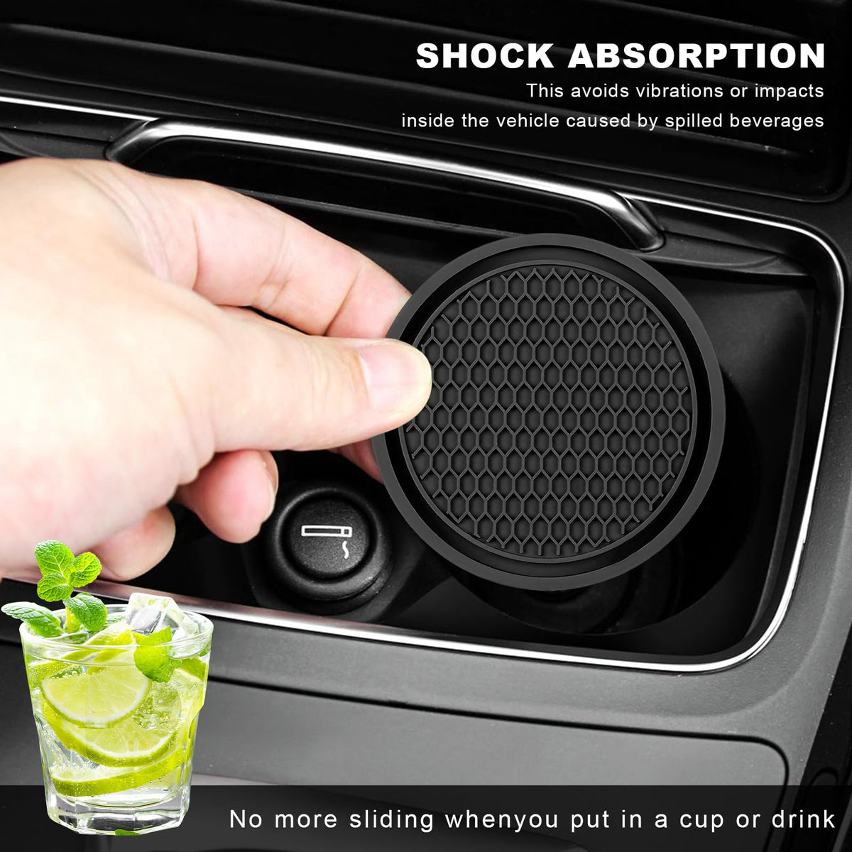 Black Non-Slip Silicone Car Cup Coasters O32408