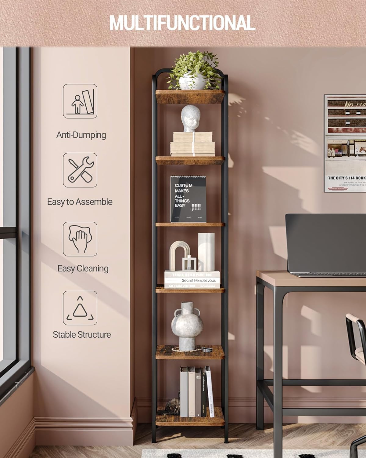 Narrow Industrial Bookcase G79139