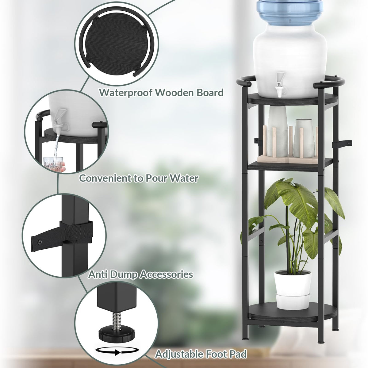 Black 5 Gallon Water Jug Stand P2276