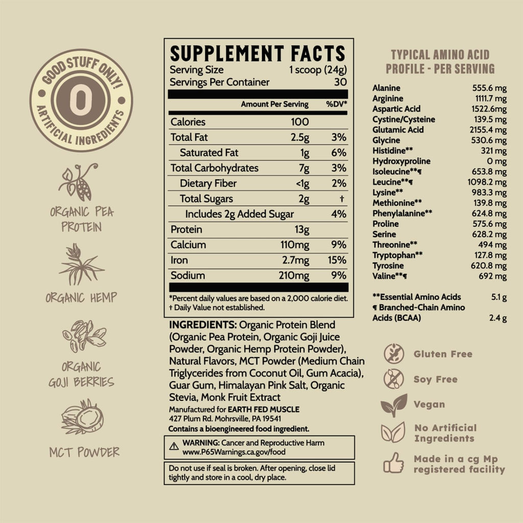 Organic Plant Protein Powder Vanilla 1.74 lb U705