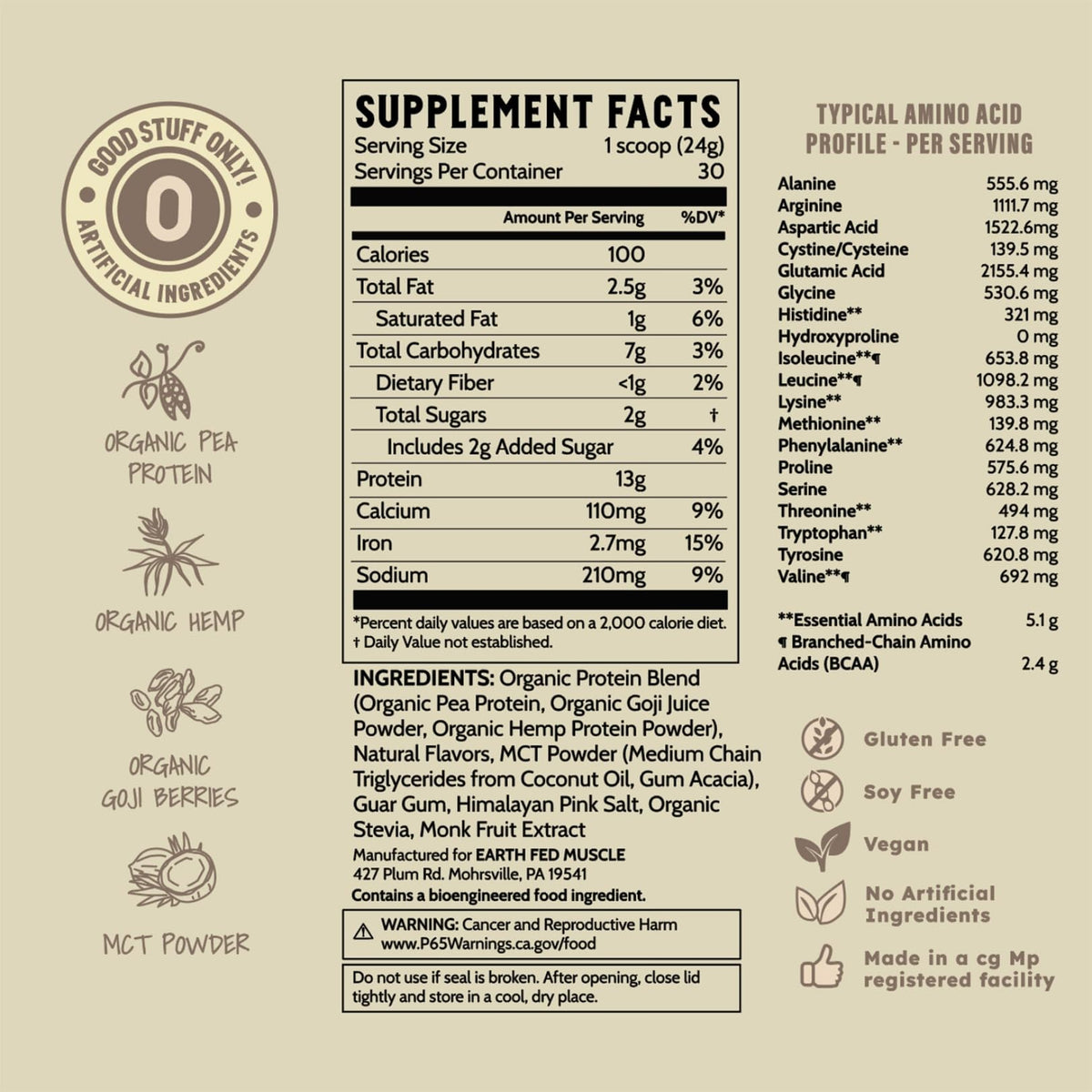 Organic Plant Protein Powder Vanilla 1.74 lb U705