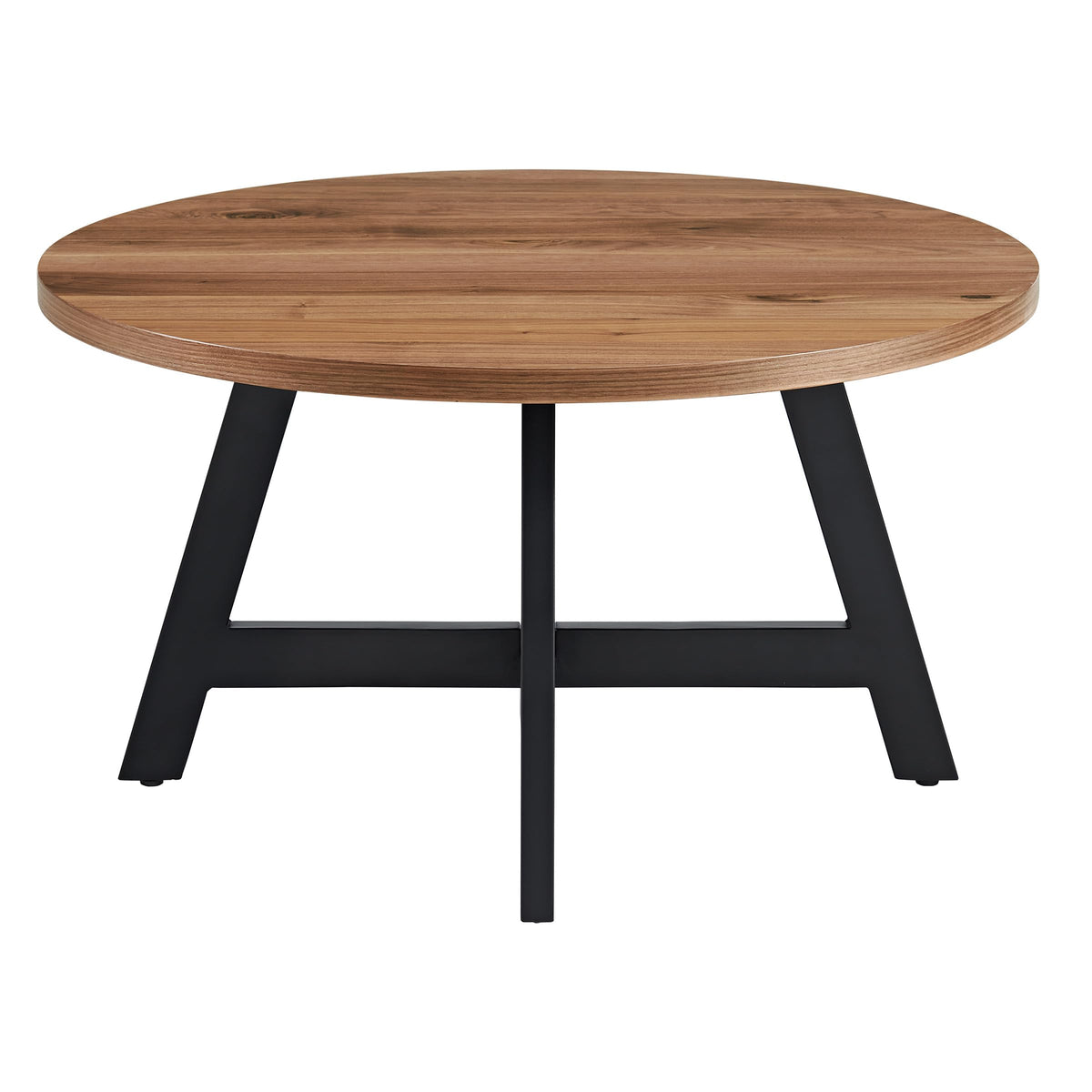 Round Wood Top Metal Base Coffee Table H35291