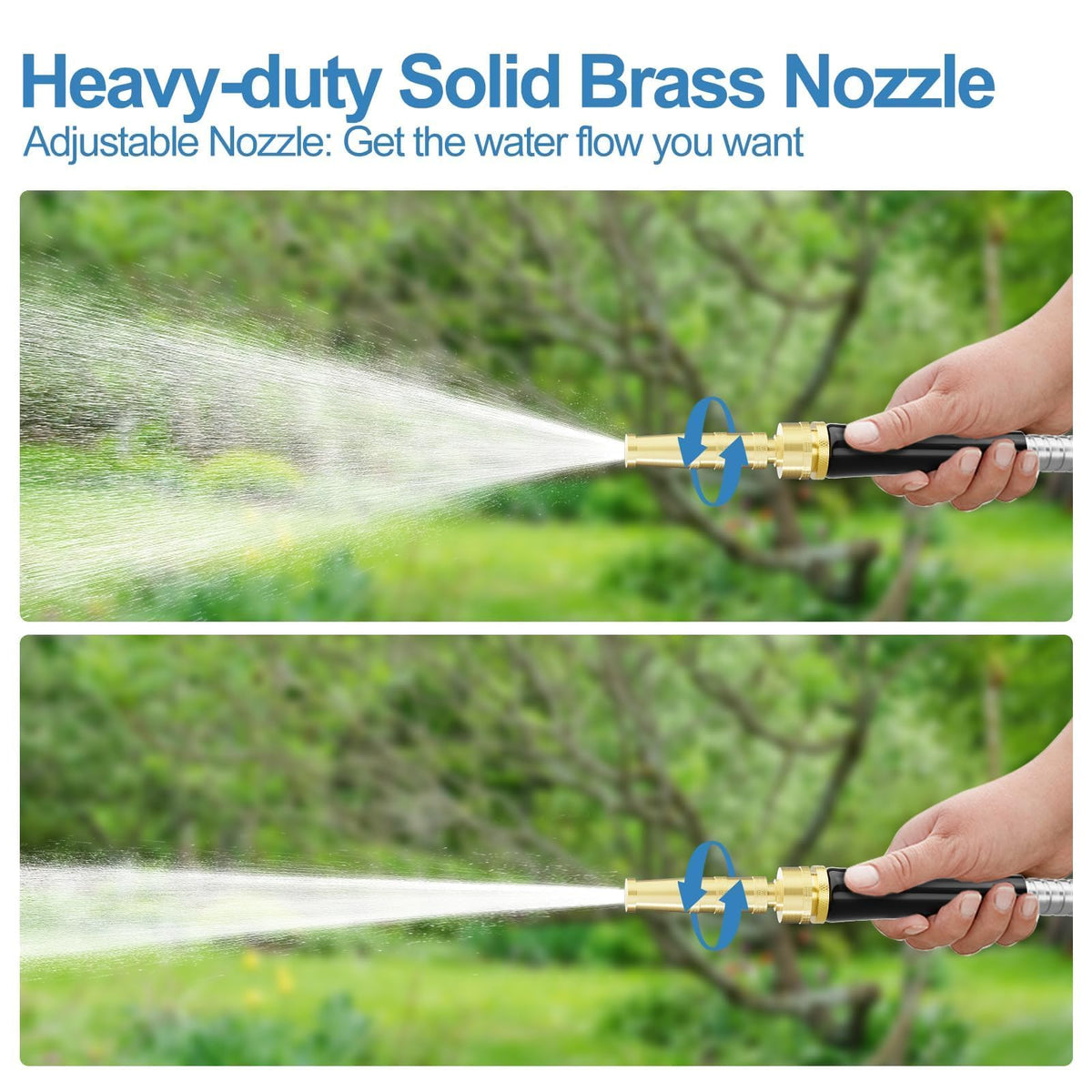 100ft 304 Stainless Steel Metal Garden Hose with Rubber Grip X15014