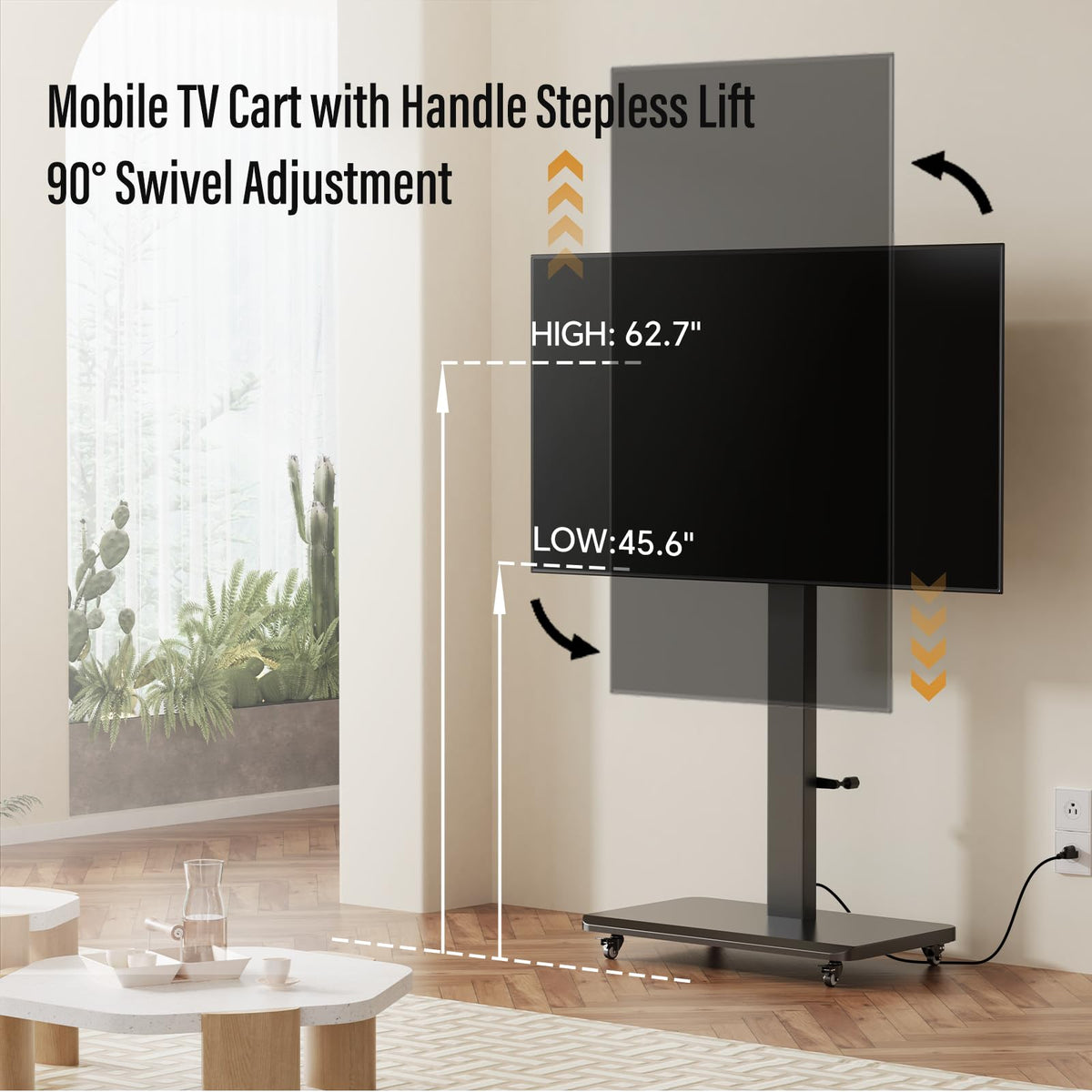 Mobile TV Stand with Power Outlet and Wheels F7991