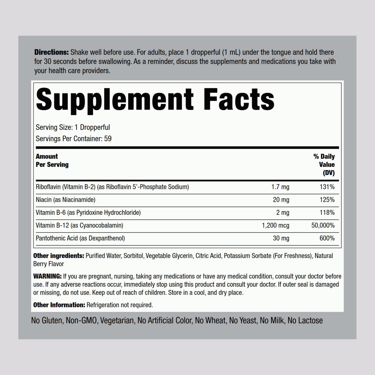Vitamin B Complex with B12 Liquid Drops 1200 mcg 2 oz X197443