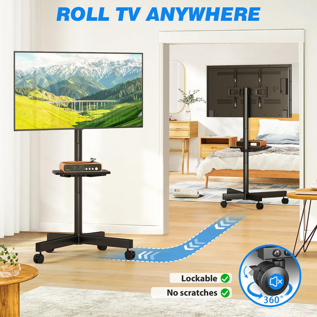 Mobile TV Stand for 23-65 Inch Flat Curved TVs Black P2362