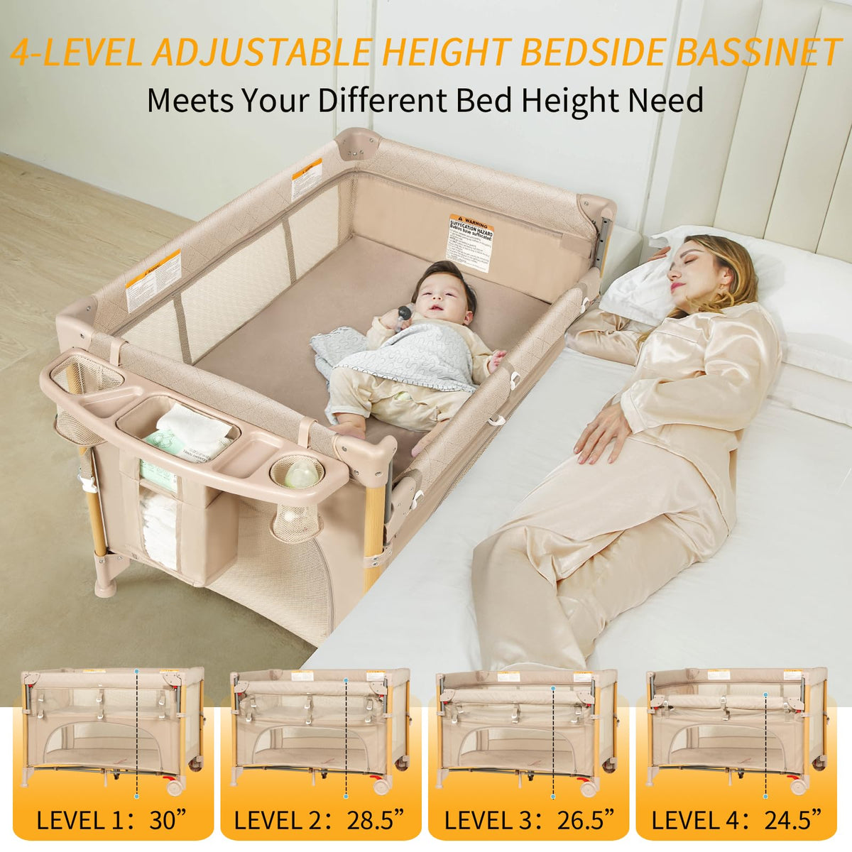 5-in-1 Foldable Baby Bassinet Playpen I235531