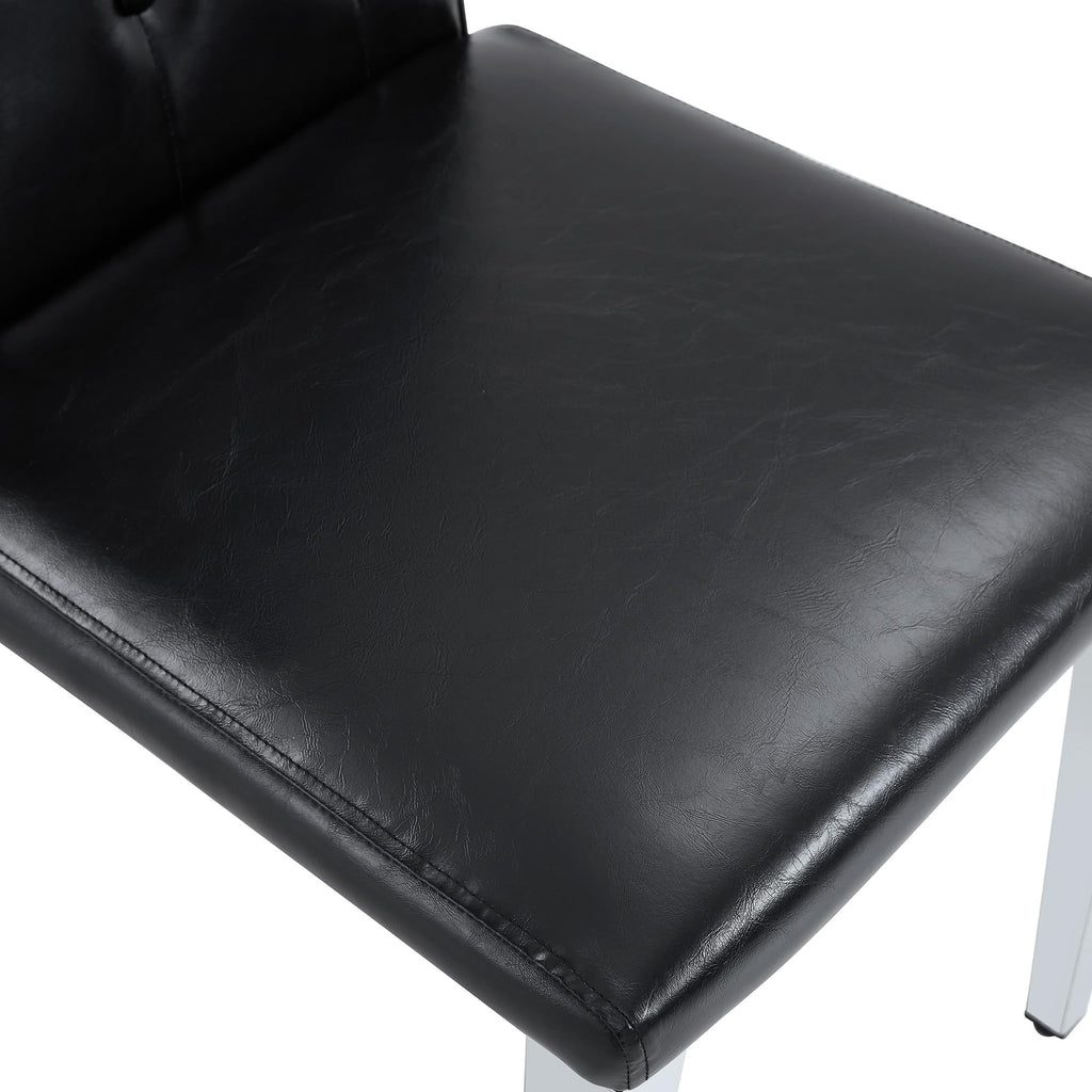 Black Faux Leather Dining Chairs Set of 6 Q319