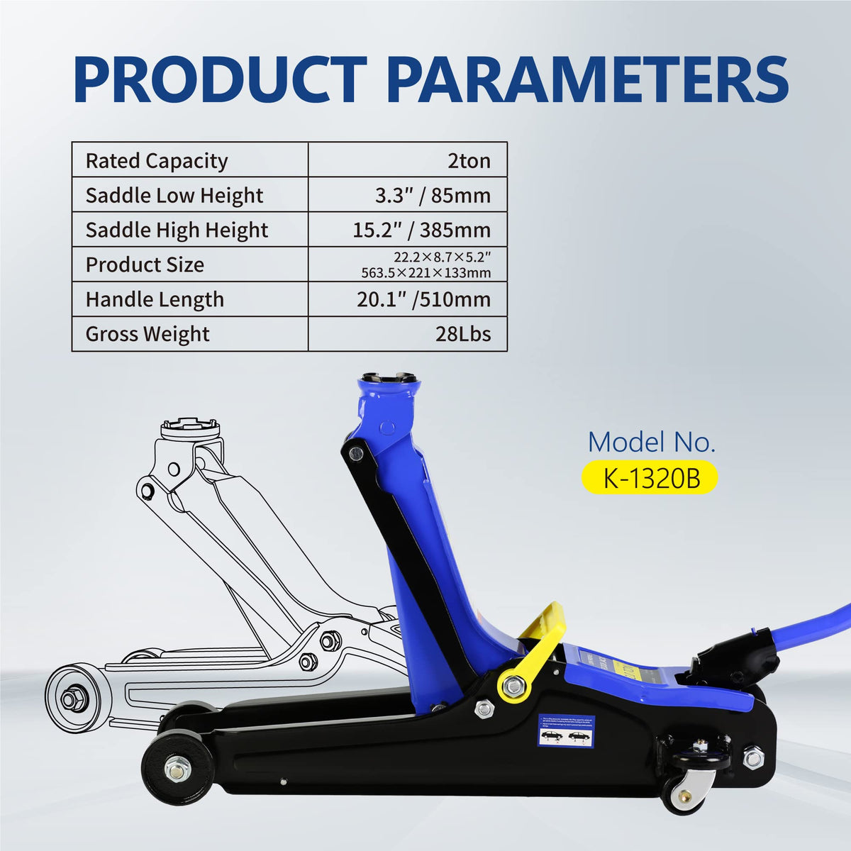 Low Profile Steel Floor Jack, 4000 lb X2673