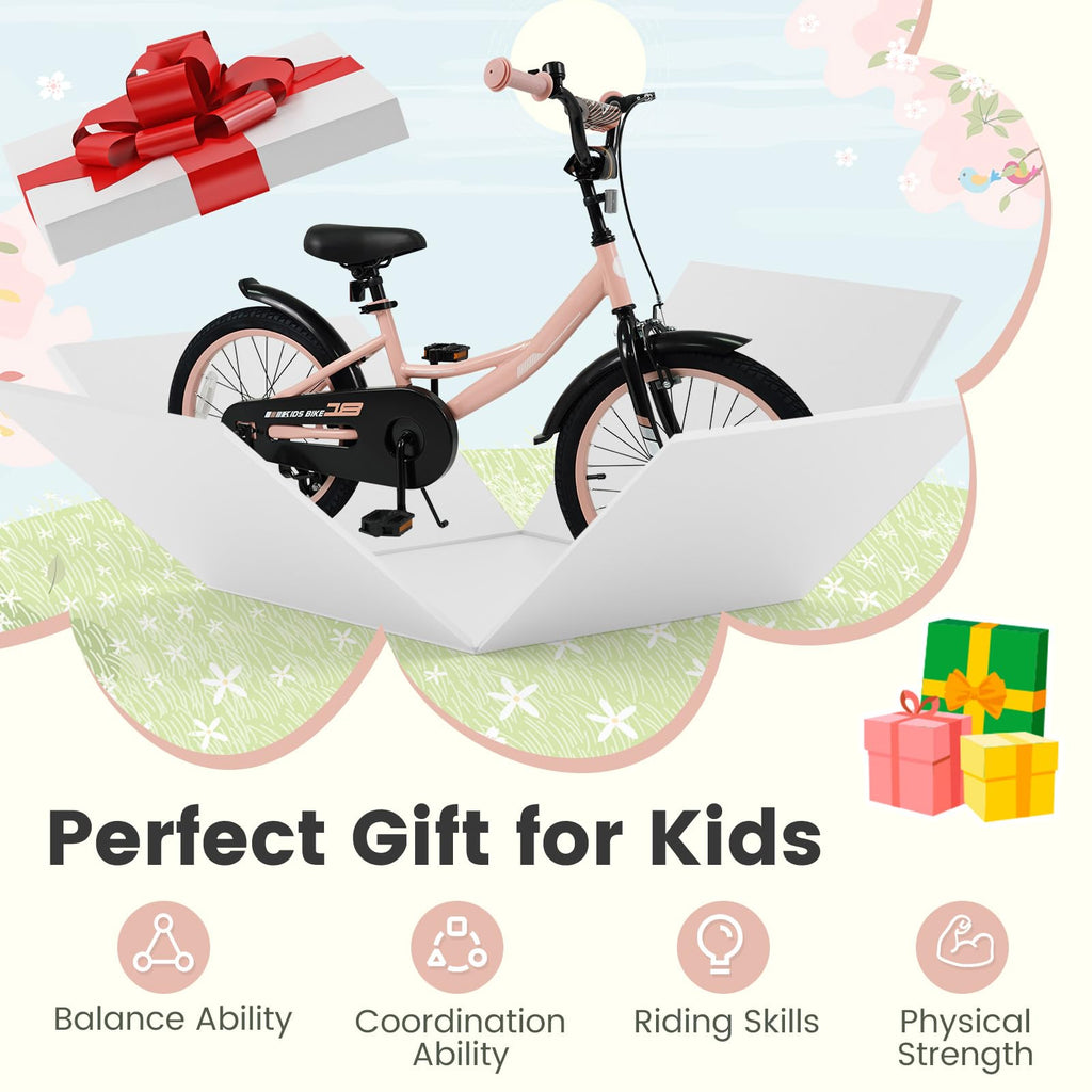 Kids Bike with Removable Training Wheels, Dual Brakes, Adjustable Seat & Handlebar S124
