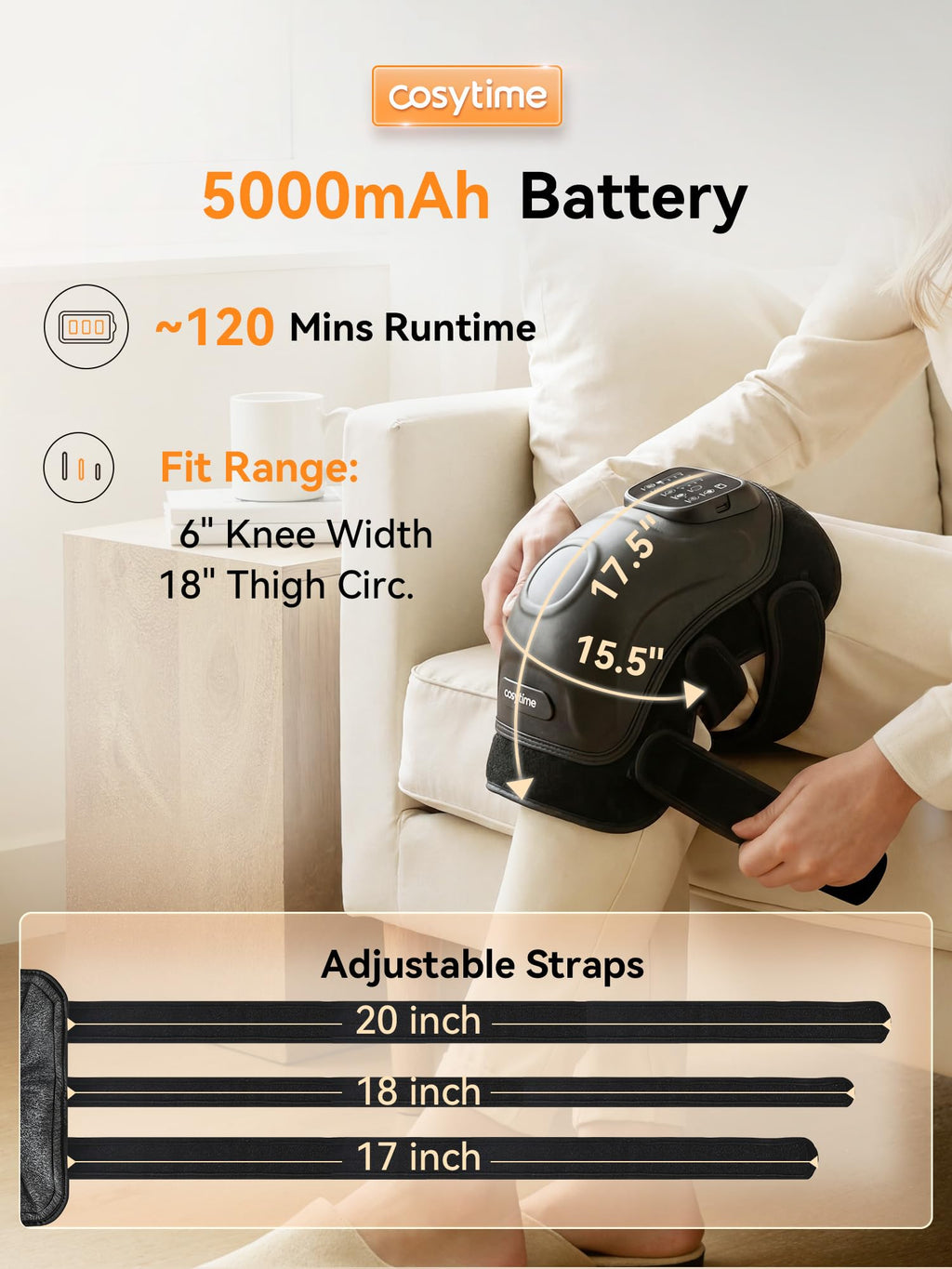 Cordless Knee Massager with Airbag Compression and Heat U95117