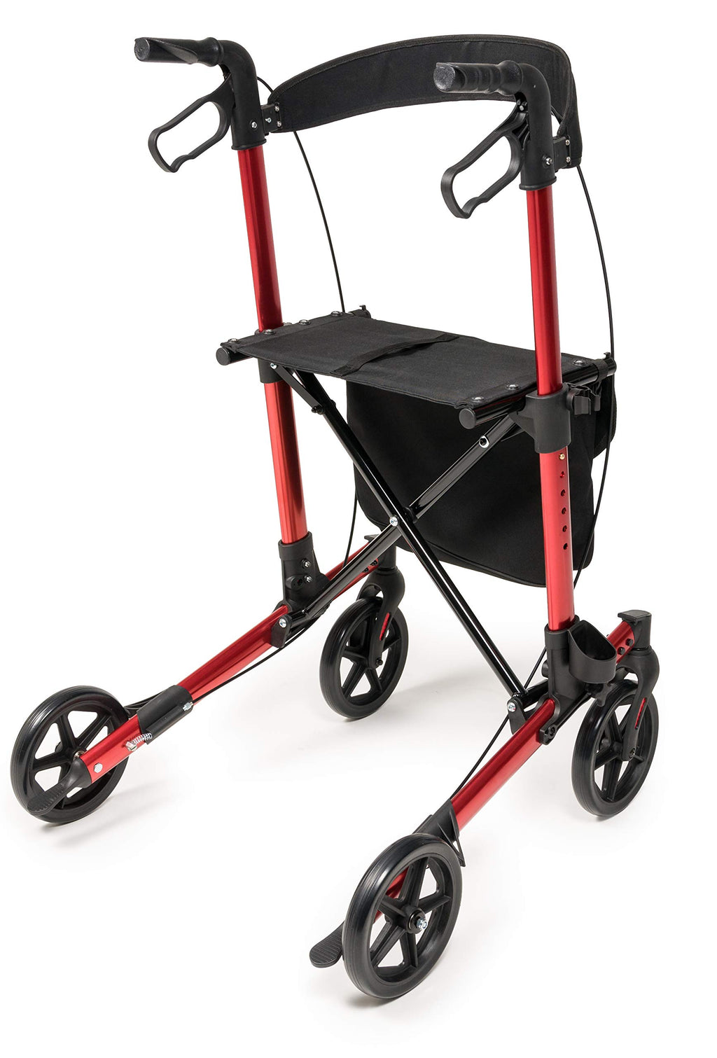 Tall Rollator Walker with Seat 8” Wheels Apple Red U5216