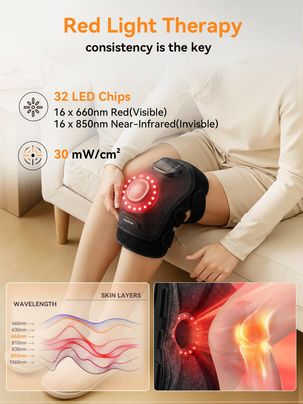 Cordless Knee Massager with Airbag Compression and Heat U95117