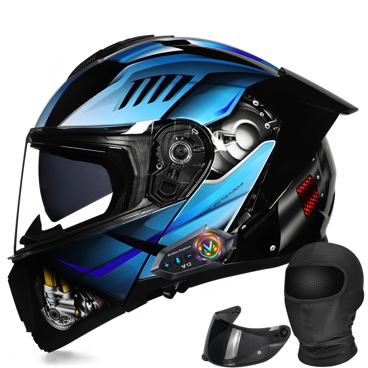 Flip-Up Full Face Motorcycle Helmet with Dual Visors T123382