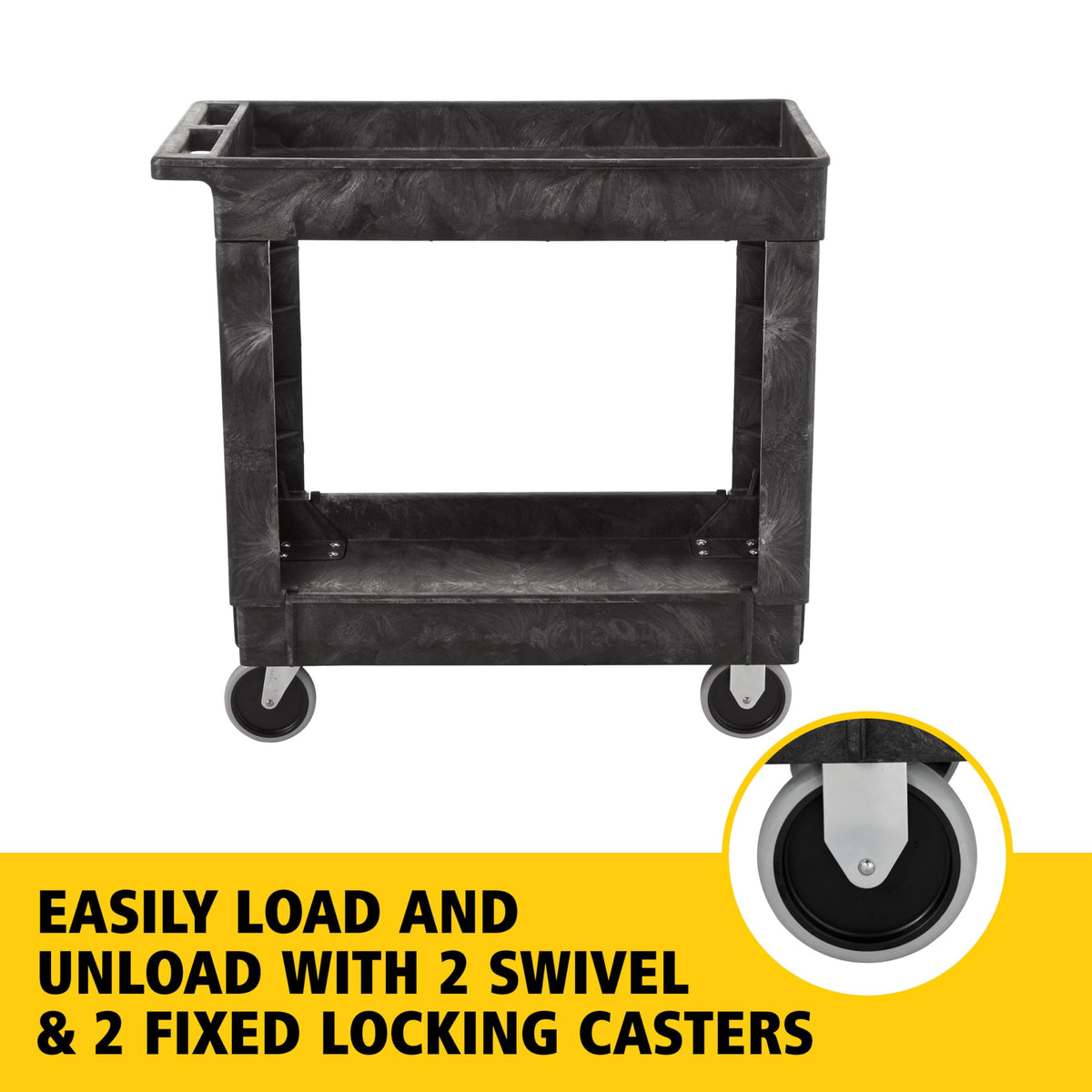 2-Shelf Utility Service Cart, Black, 500 lbs. Capacity X564839