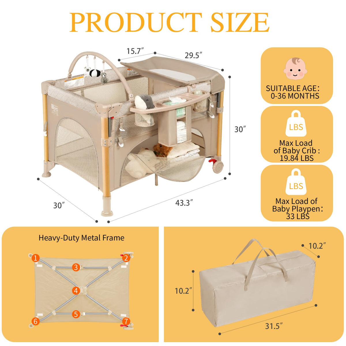 5-in-1 Foldable Baby Bassinet Playpen I235531