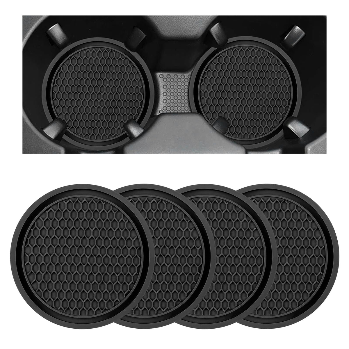 Black Non-Slip Silicone Car Cup Coasters O32408