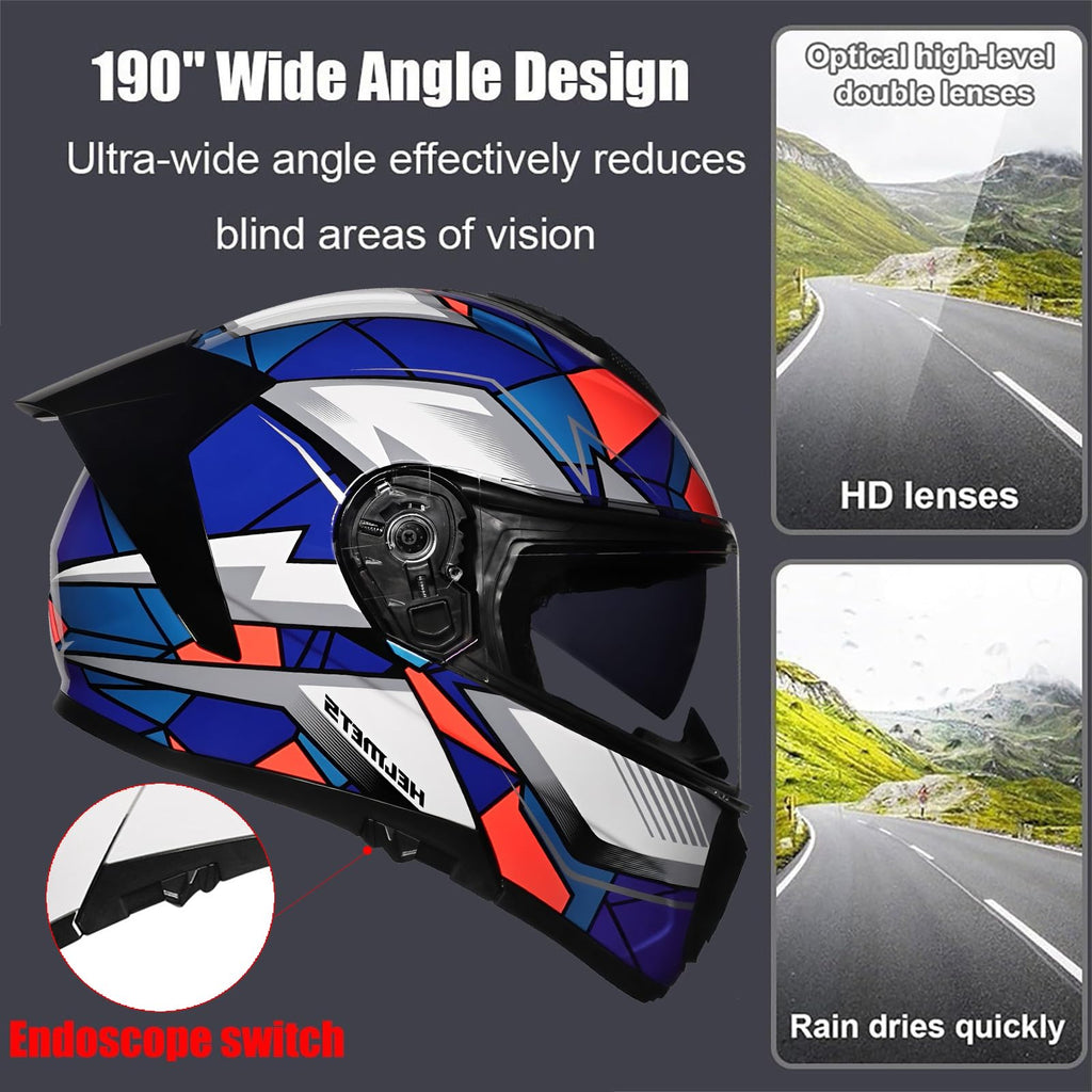 Flip-Up Full Face Motorcycle Helmet with Dual Visors T123382
