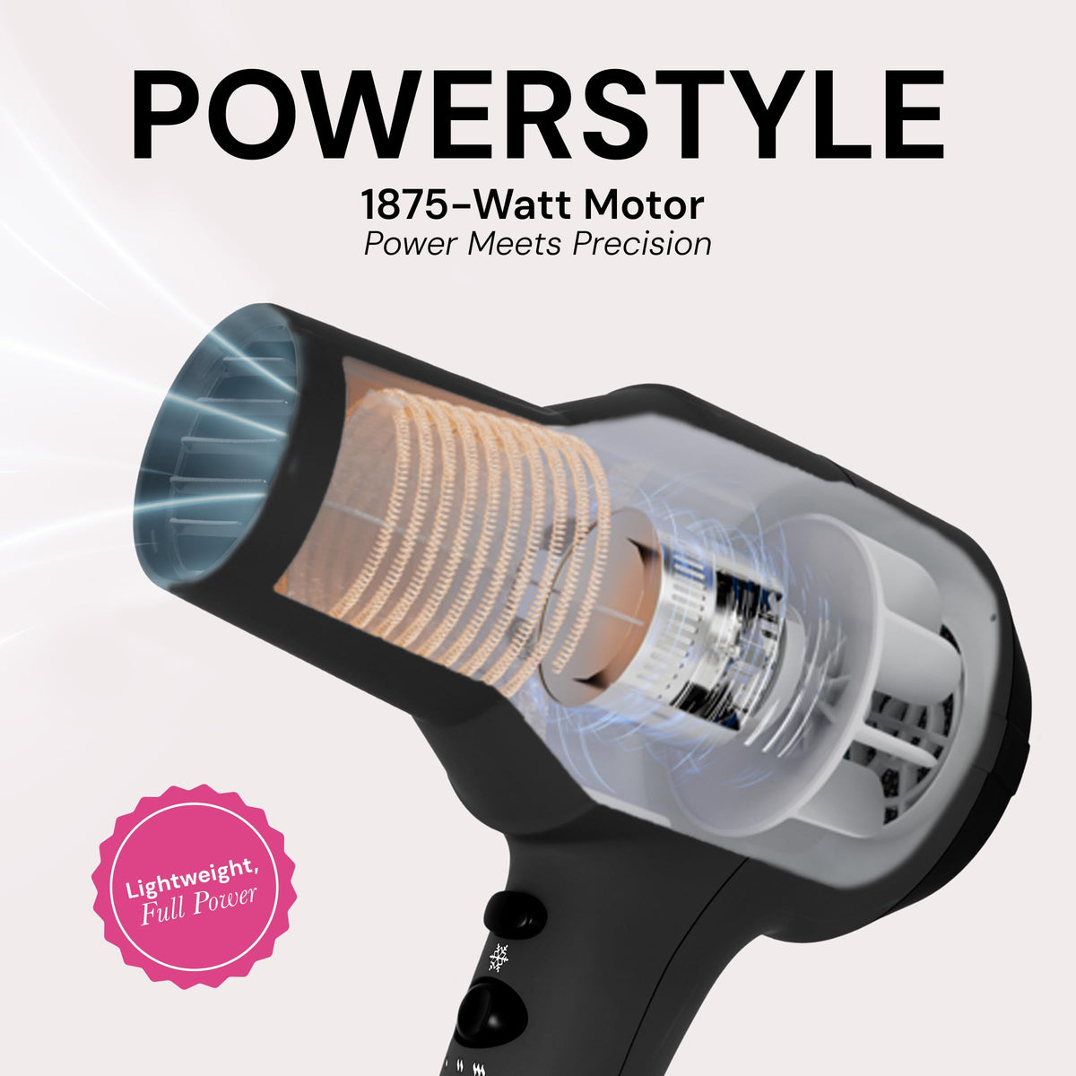 1875 Watt Ionic Hair Dryer with Diffuser & Concentrator, Black H61657