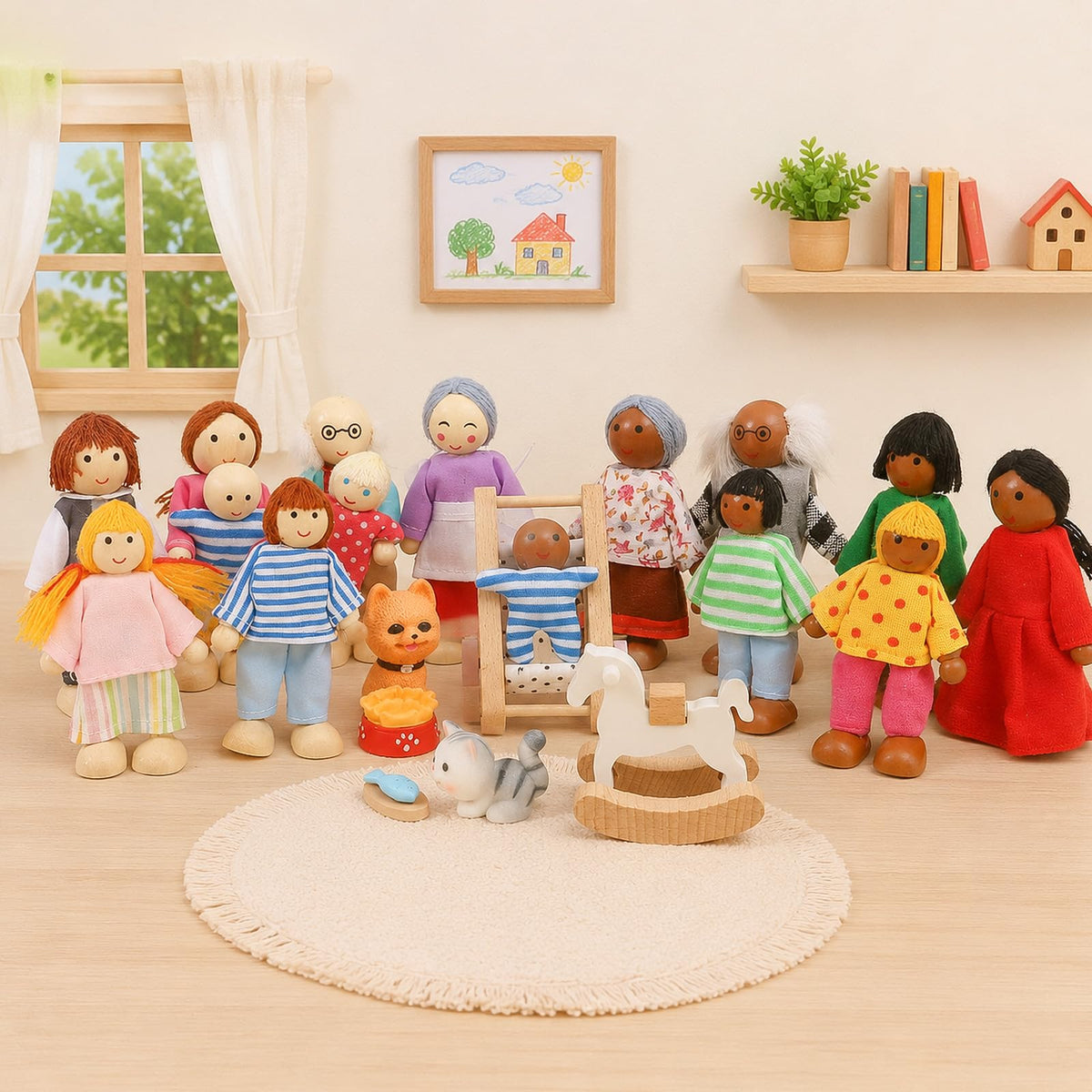 Wooden Dollhouse Family Set Figures R942949