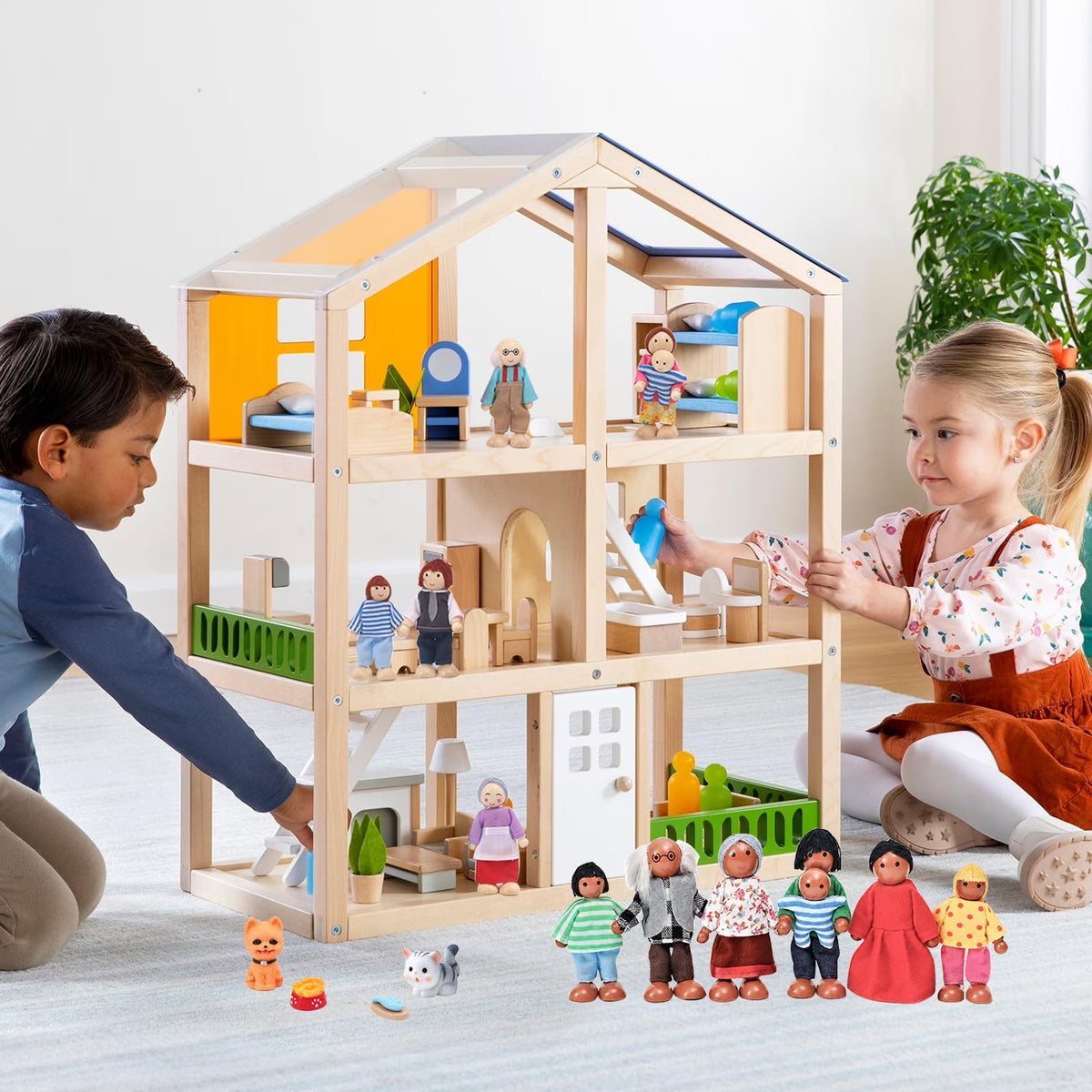 Wooden Dollhouse Family Set Figures R942949