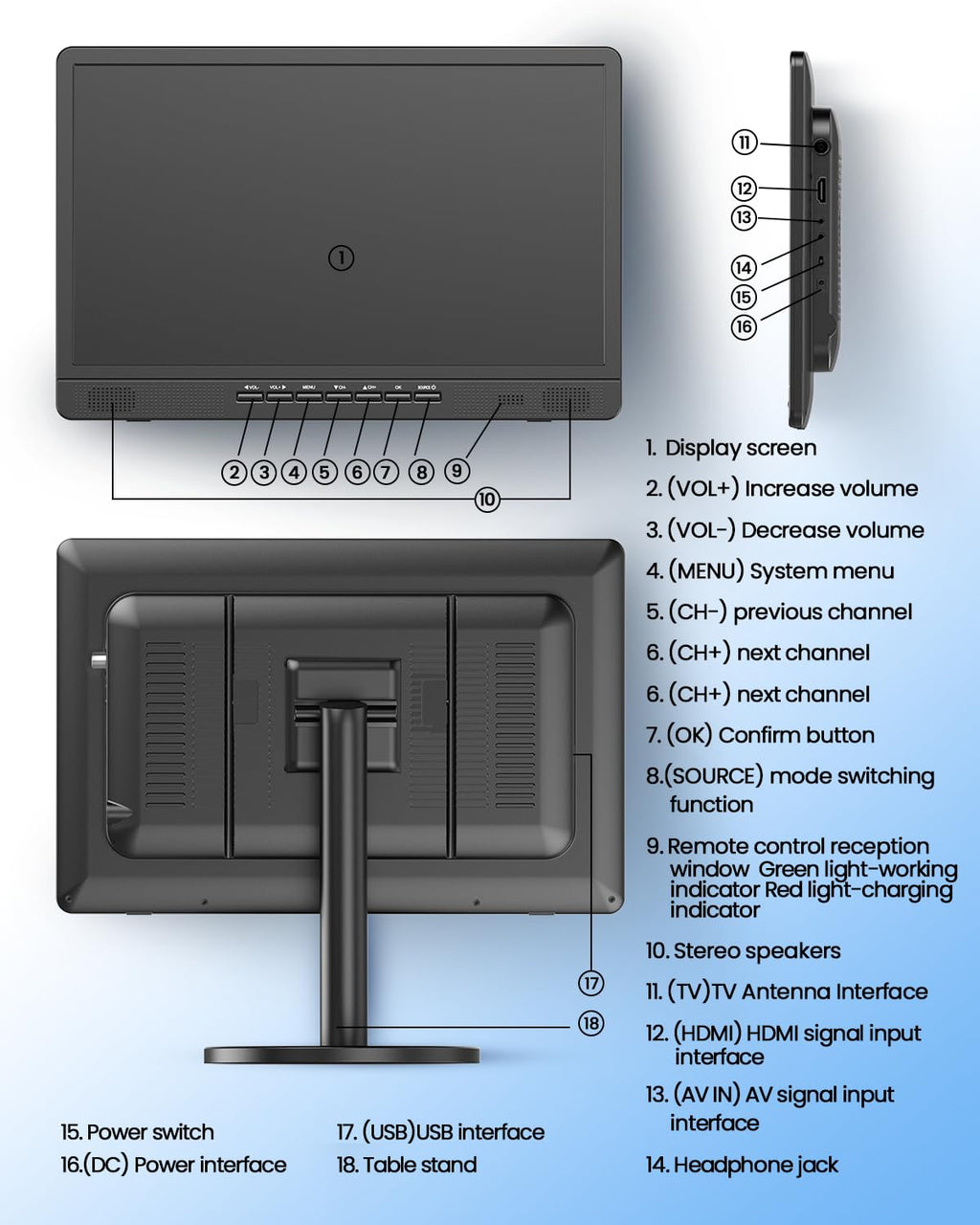 18.5" Portable TV with Antenna X2706