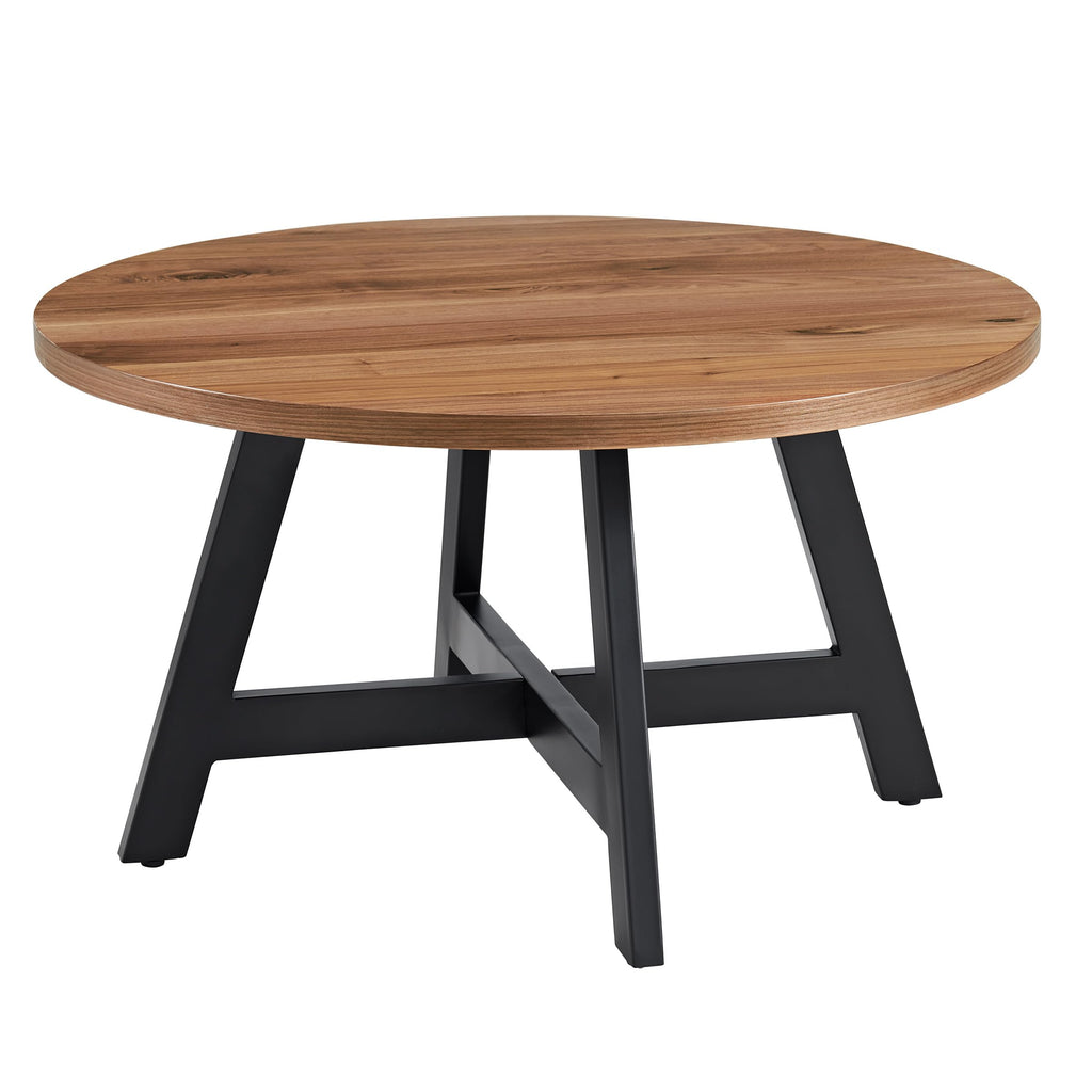 Round Wood Top Metal Base Coffee Table H35291