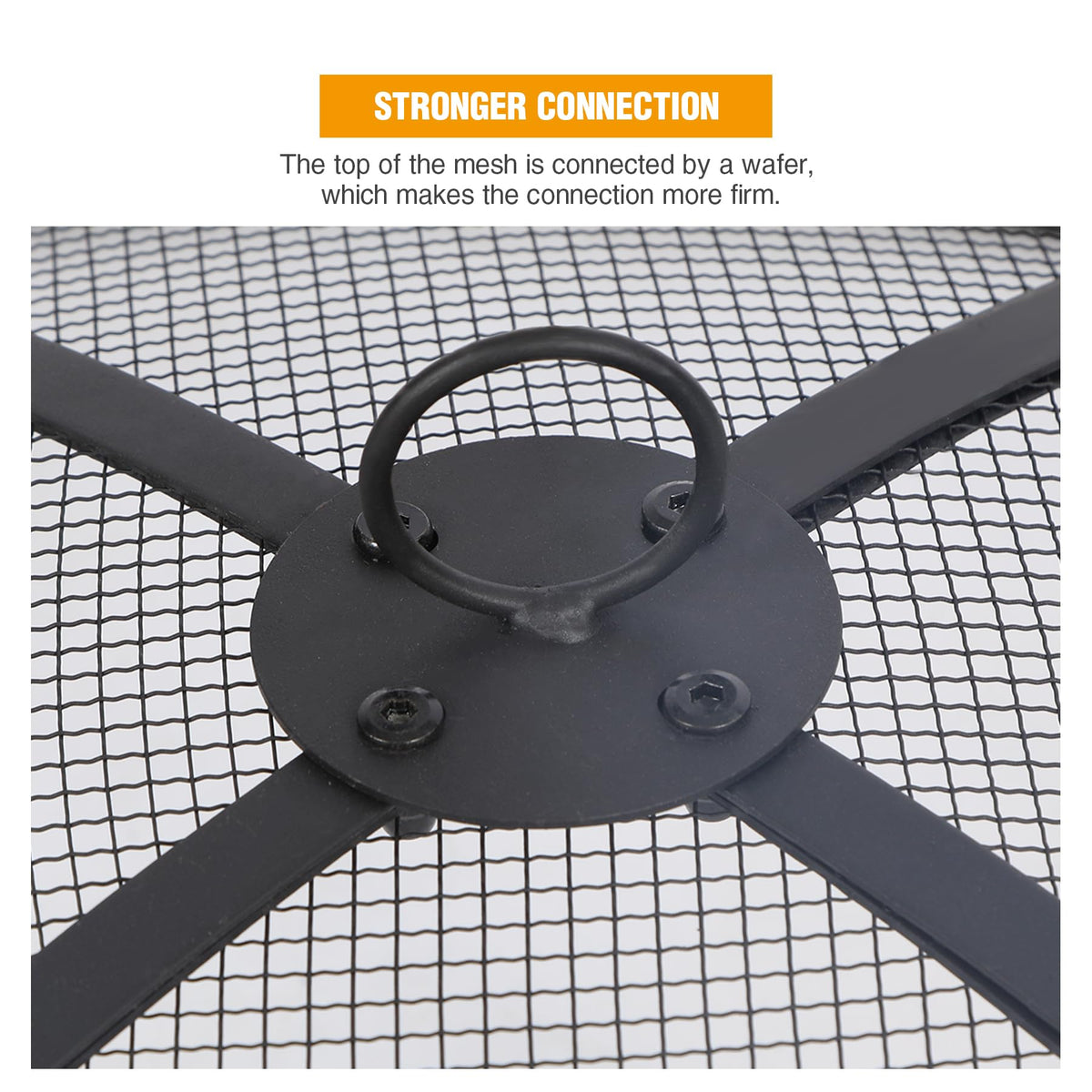 30 Inch Round Metal Fire Pit Spark Screen with Handle & Poker A96015