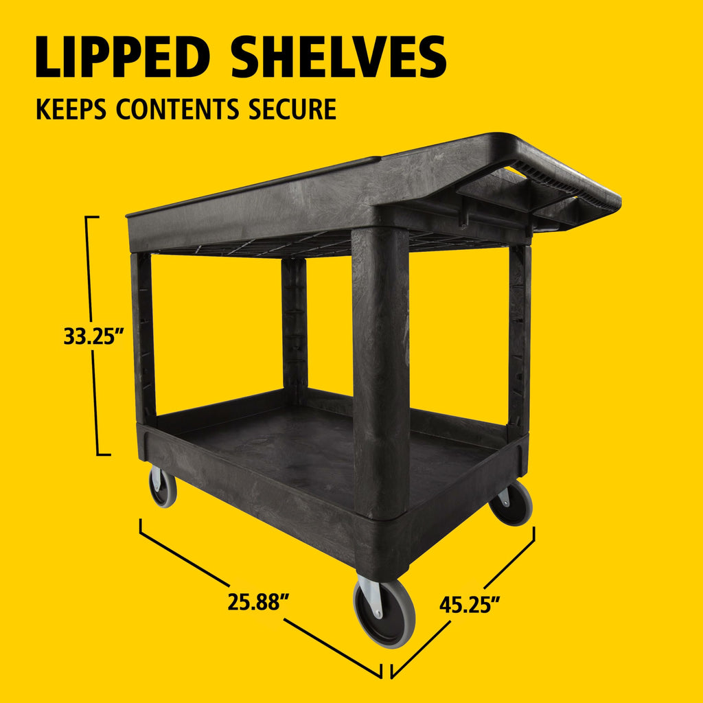 2-Shelf Utility Service Cart, Black, 500 lbs. Capacity X564839