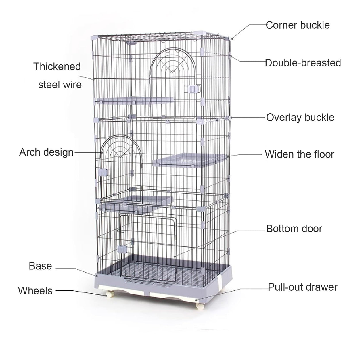 Foldable 4 Tier Detachable Cat Cage with Hammock I33566