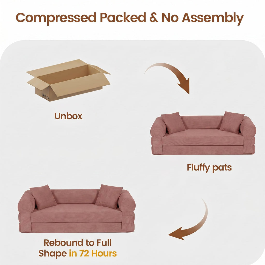 Pink Convertible Sofa Bed F68986