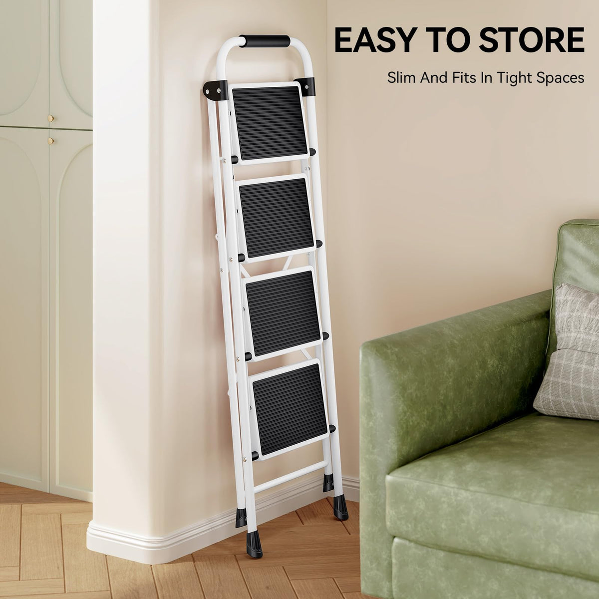 4 Step Folding Step Stool with Anti-Slip Wide Pedal V388500