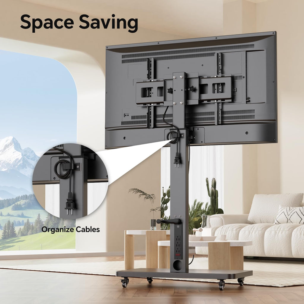 Mobile TV Stand with Power Outlet and Wheels F7991