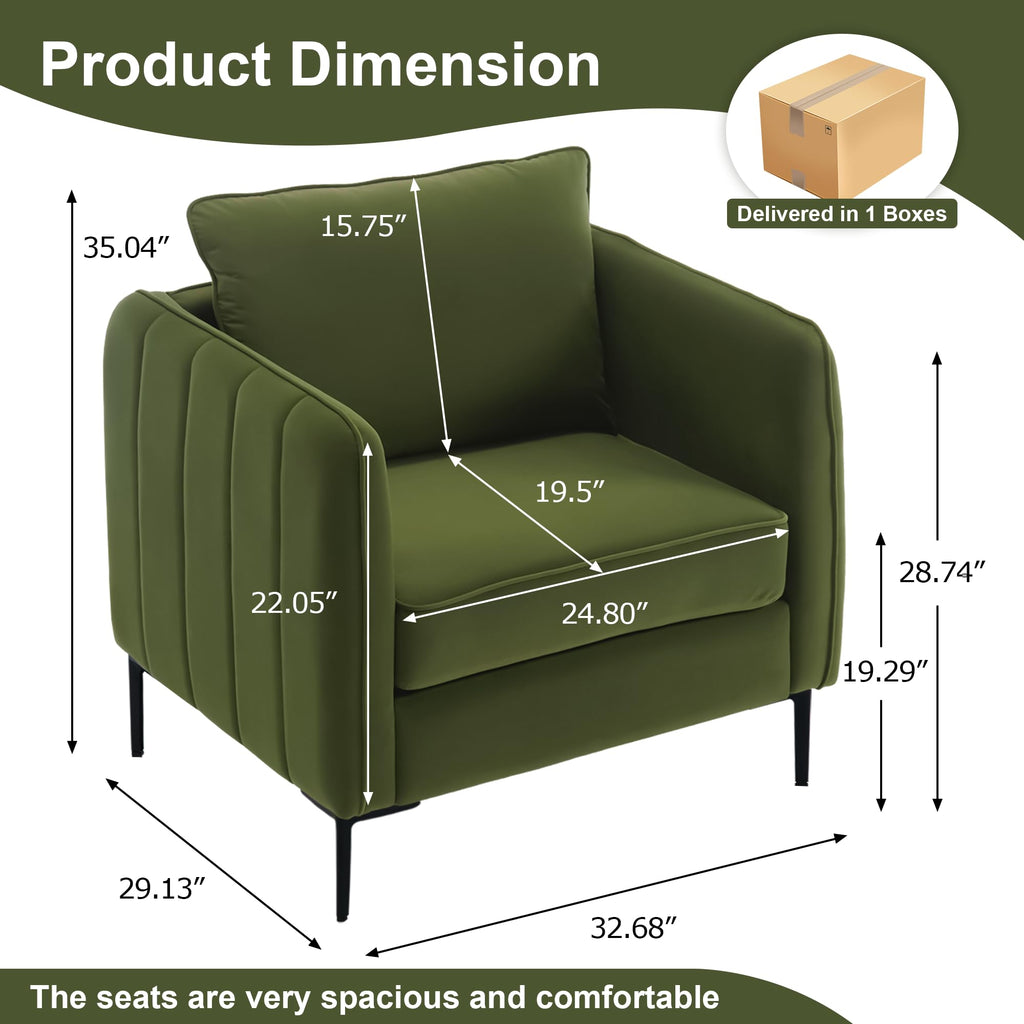 Olive Green Velvet Accent Chairs Set of 2 P3868