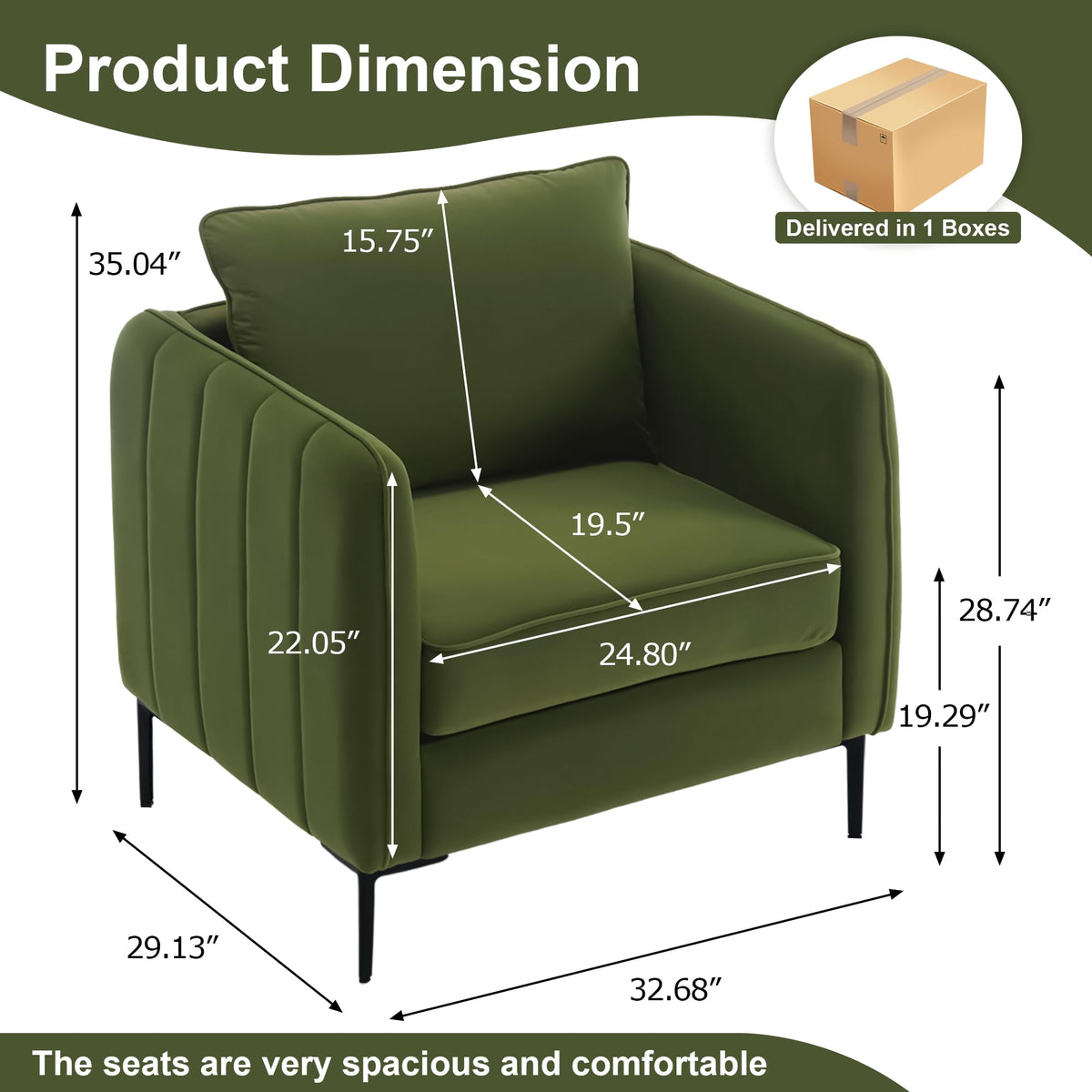 Olive Green Velvet Accent Chairs Set of 2 P3868