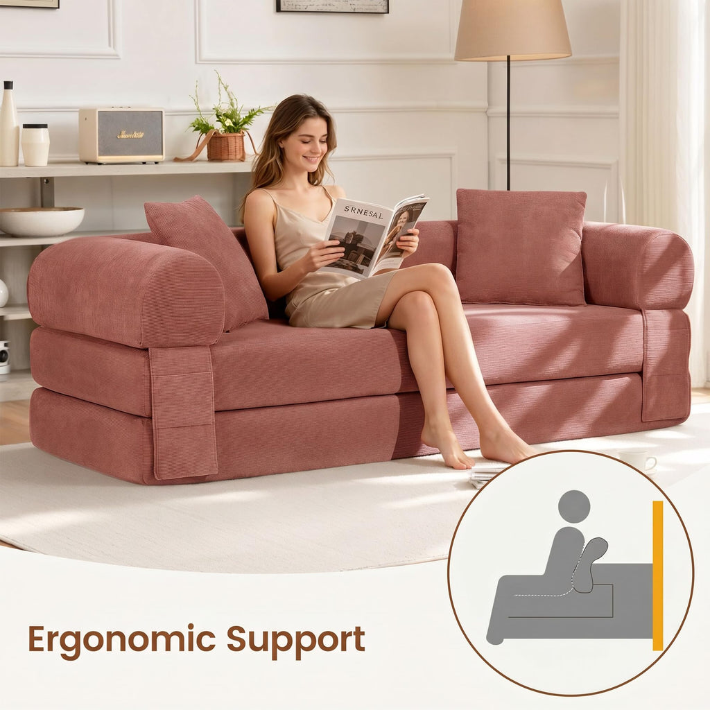 Pink Convertible Sofa Bed F68986