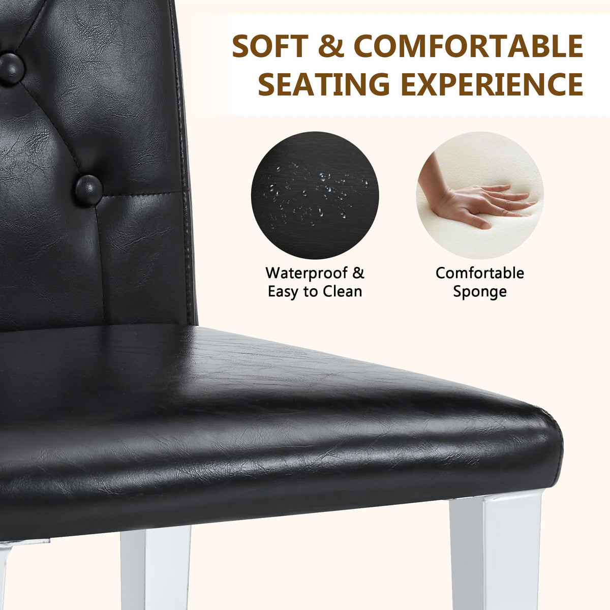 Black Faux Leather Dining Chairs Set of 6 Q319