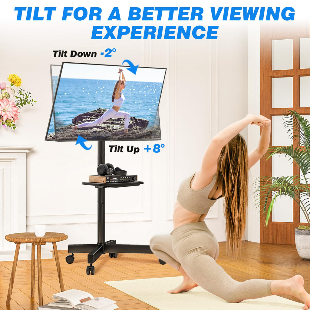 Mobile TV Stand for 23-65 Inch Flat Curved TVs Black P2362