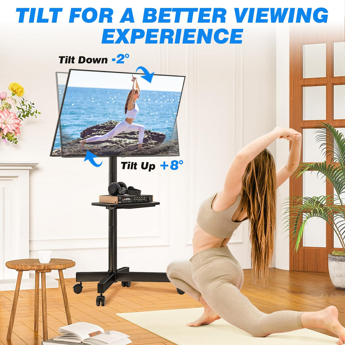 Mobile TV Stand for 23-65 Inch Flat Curved TVs Black P2362