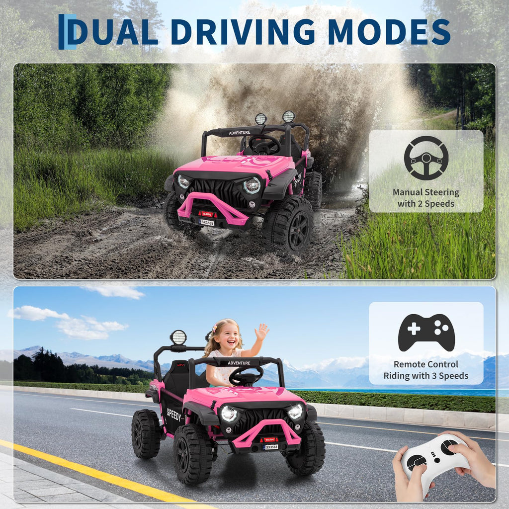 24V 4WD 2 Seater Ride on Car with Remote Control, Pink Z318