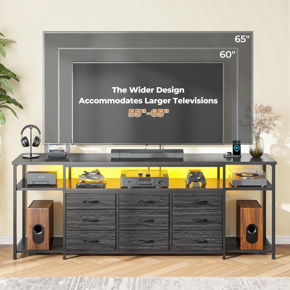 55" W TV Stand with 9 Drawers O7932