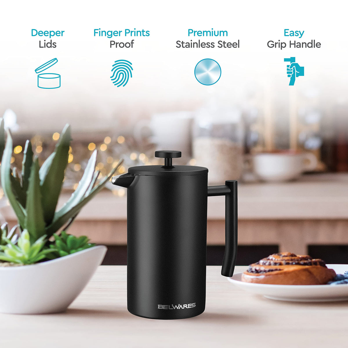 34oz Insulated Stainless Steel French Press Q31397